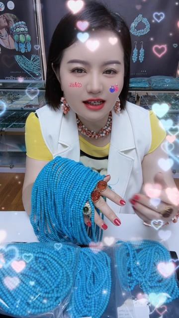 20250625-1 Sleeping Beauty NaturalTurquoise Bead Strand: Flowing Liquid Starry Sky Around the Neck