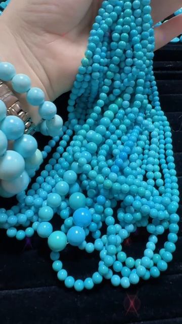 20250625-7 Sleeping Beauty Turquoise Bead Strand: Blues Slice Necklace of Geological Time