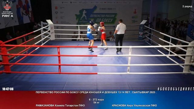 271 54 кг РАМАЗАНОВА Камила Татарстан ПФО - КРАСНОВА Кира Ульяновская ПФО
