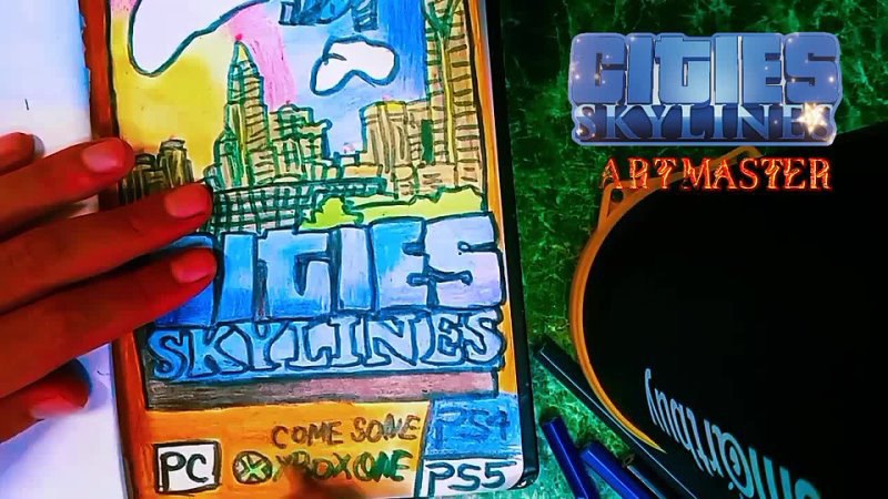 How to color cover Video Game Cities Skylines 🏙 🤔 | Colored Pencils