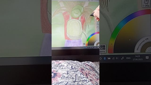 Рисуем в планшете Wacom Cintic 16, в программе  ArtRage Vitae. Комфортно и удобно.