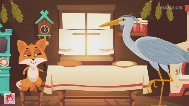 THE FOX AND THE CRANE - Лиса и Журавль | Сказка на английском языке для детей