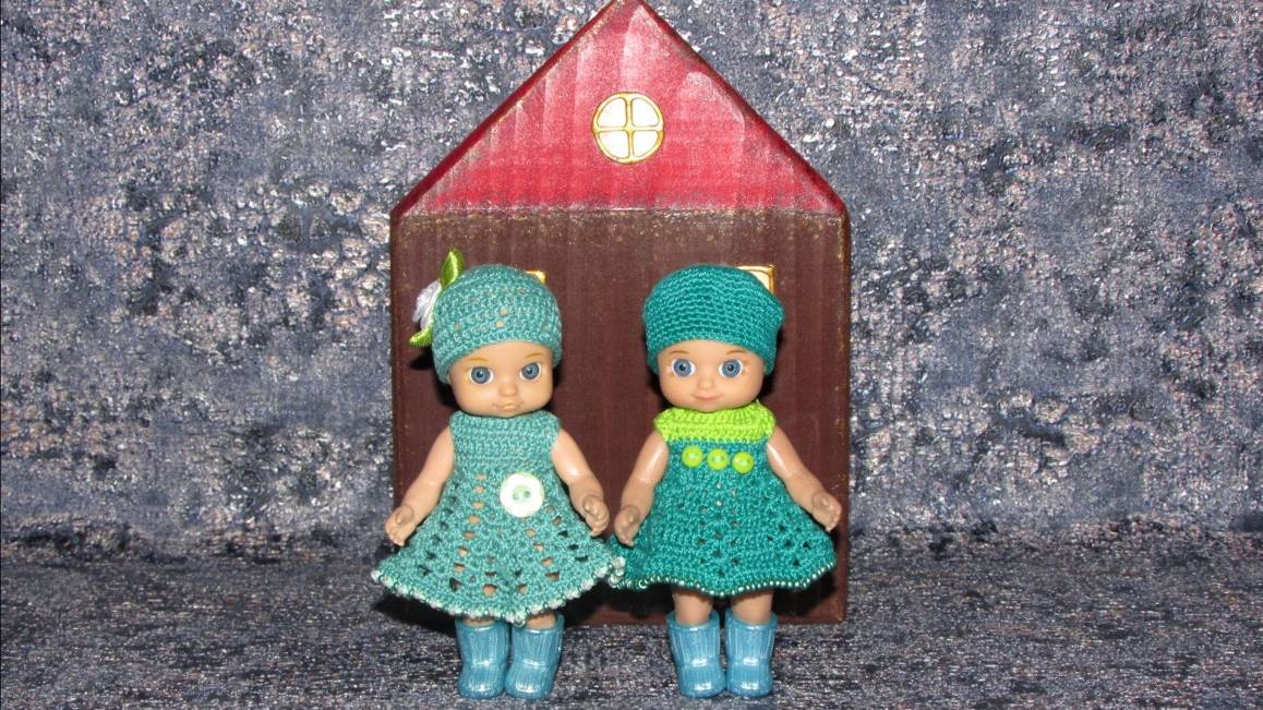 Авторские вязаные наряды (платья) на кукол Chou chou 12 см (Zapf Creation). Шу-шу 12 см.