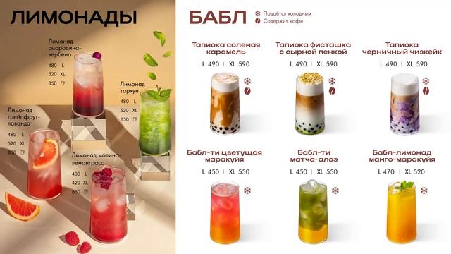 3 ТВ экран — тапиока-лимонады + без сахара + SODA