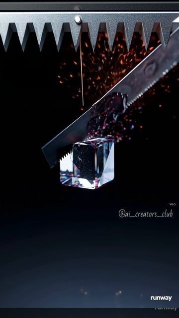 VEO3 ASMR разрезаем стекло