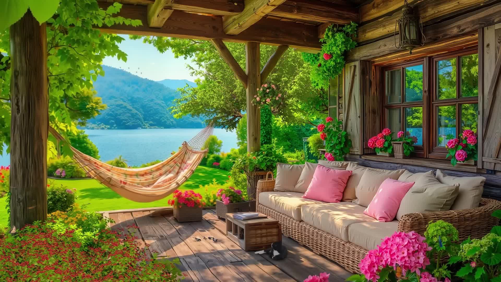 Утренний летний джаз ambience ☕ Нежный джаз на крыльце домика в деревне ☕