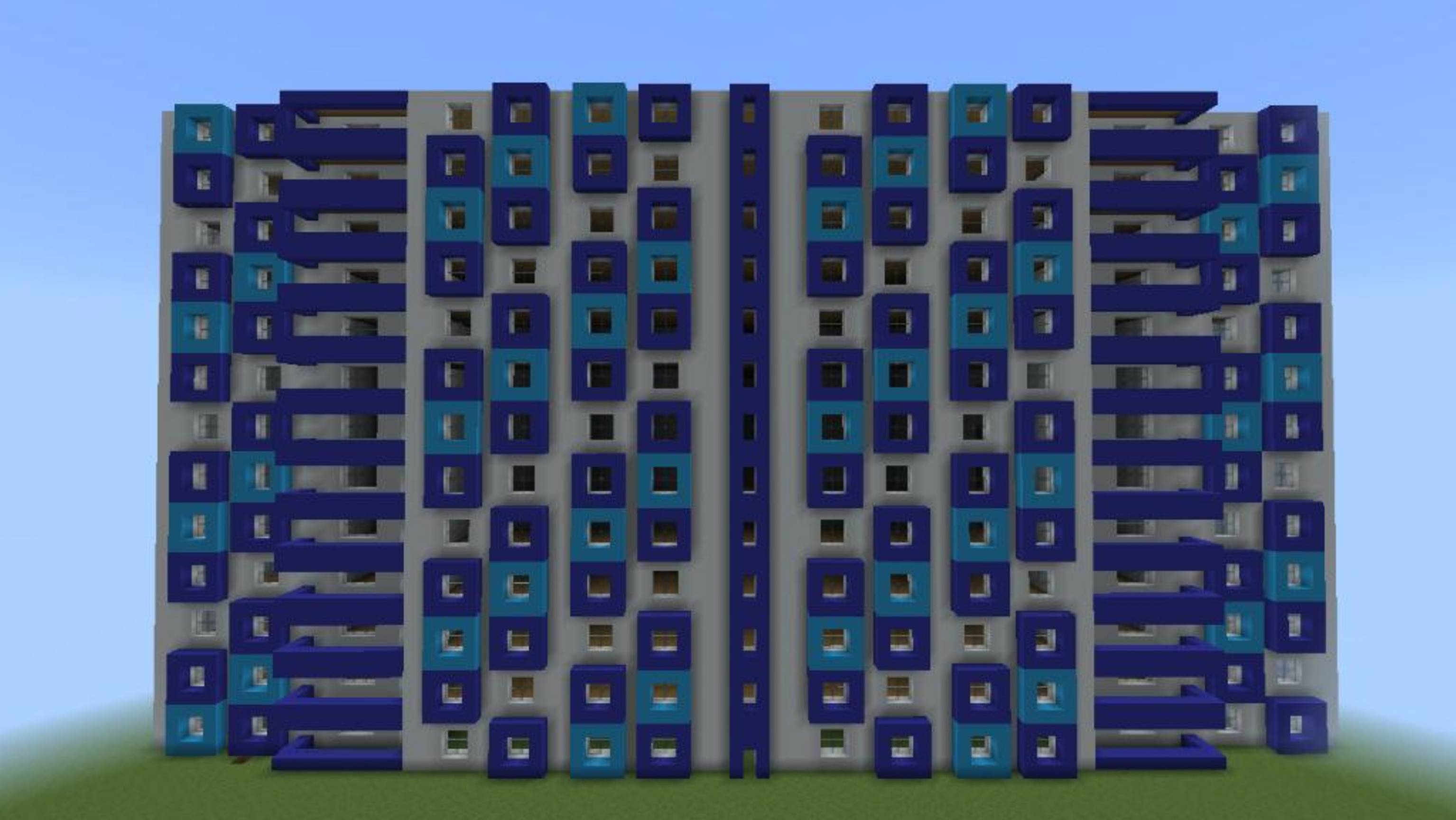 Как построить голубо-синий многоэтажный дом в Майнкрафте. Pandos | Minecraft.
