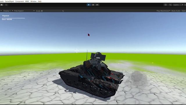 Испытание управляемой ракеты. Танк. Unity3D