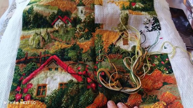 📌1.Процессы вышивки.4 процесса.Риолис"Леопард"/"Сербский пейзаж"