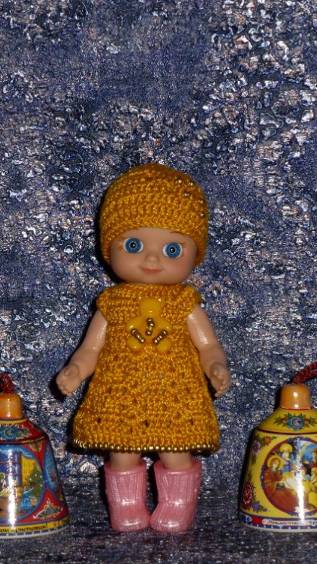 Авторские вязаные наряды\платья на кукол Chou chou 12 см (Zapf Creation). Шу-шу 12 см.
