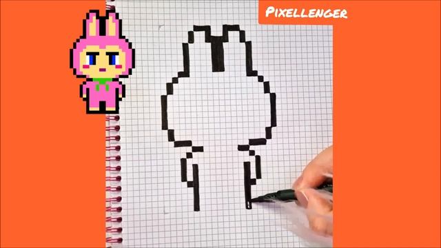 Как рисовать по клеточкам Лабубу Простые Рисунки Пиксель Арт How to draw Labubu Simple Pixel Art