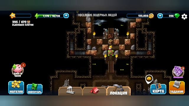 New Diggy's Adventure. Затерянный мир. Поселение пещерных людей.