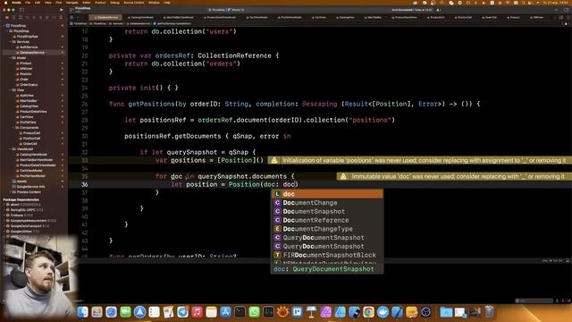 TastyCourse 15 - Получение позиций заказа из базы данных Firebase Firestore в приложении на SwiftUI
