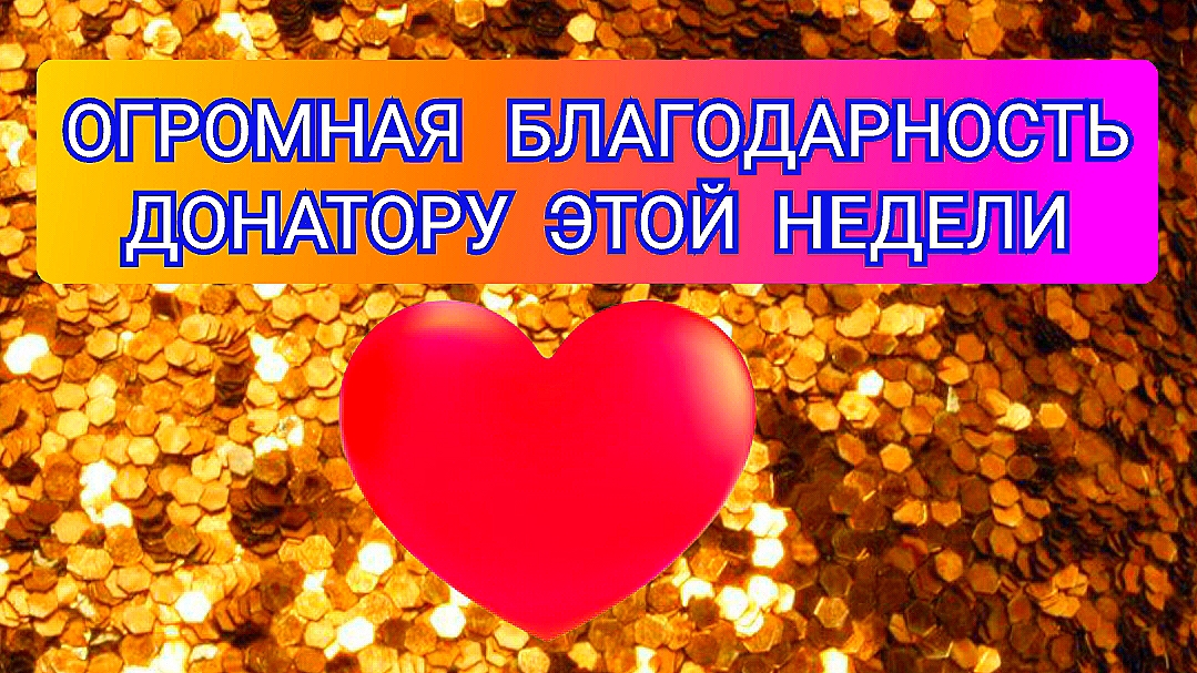 ОГРОМНАЯ БЛАГОДАРНОСТЬ ДОНАТОРУ ЭТОЙ НЕДЕЛИ