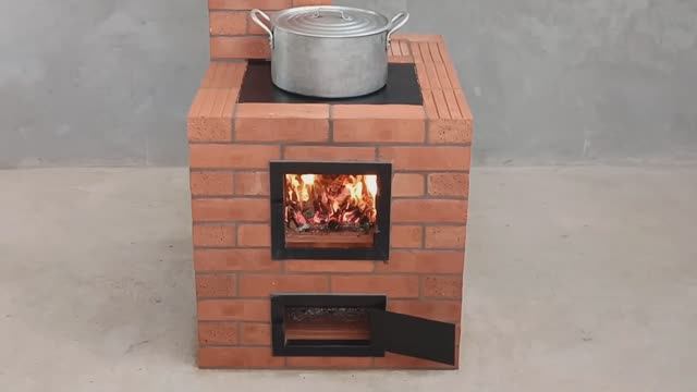 Бездымная простая и эффективная дровяная печь из красного кирпича