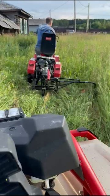 Испытание косилки на минитракторе