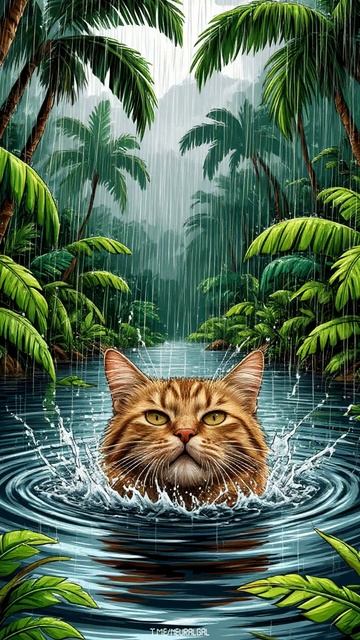 Микроскопический Кот: Капля воды на ухе: Макро мир кота.