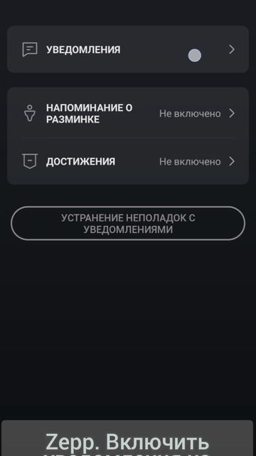 Zepp. Включить уведомления на часах.