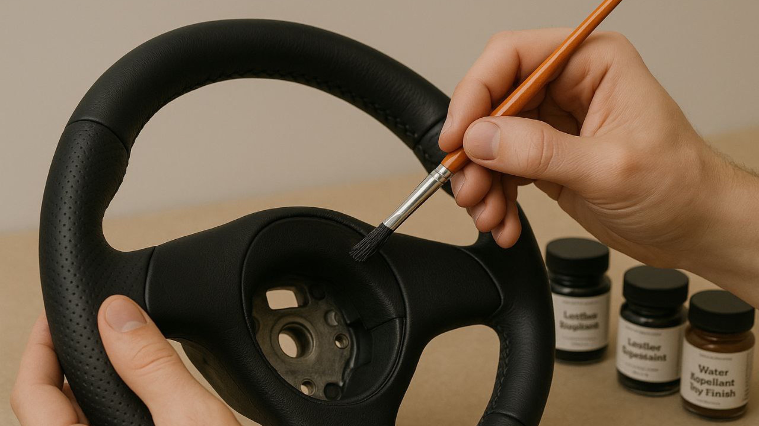Краска для кожаного руля и сидений GUIN