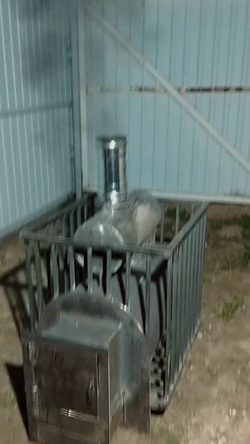 Первый запуск банной печки из металлолома