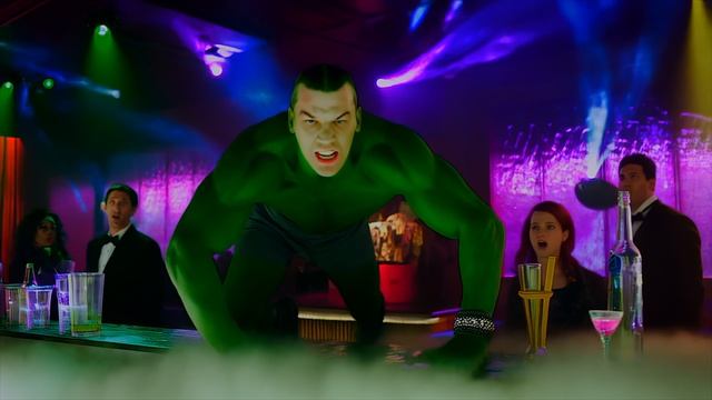 Real Face AI Transformation — Green Muscle Beast in Chaos