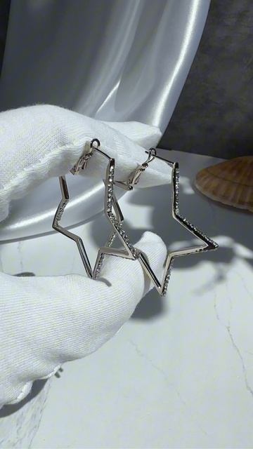 Серьги-звёзды с цирконами в серебре, Xuping Jewelry