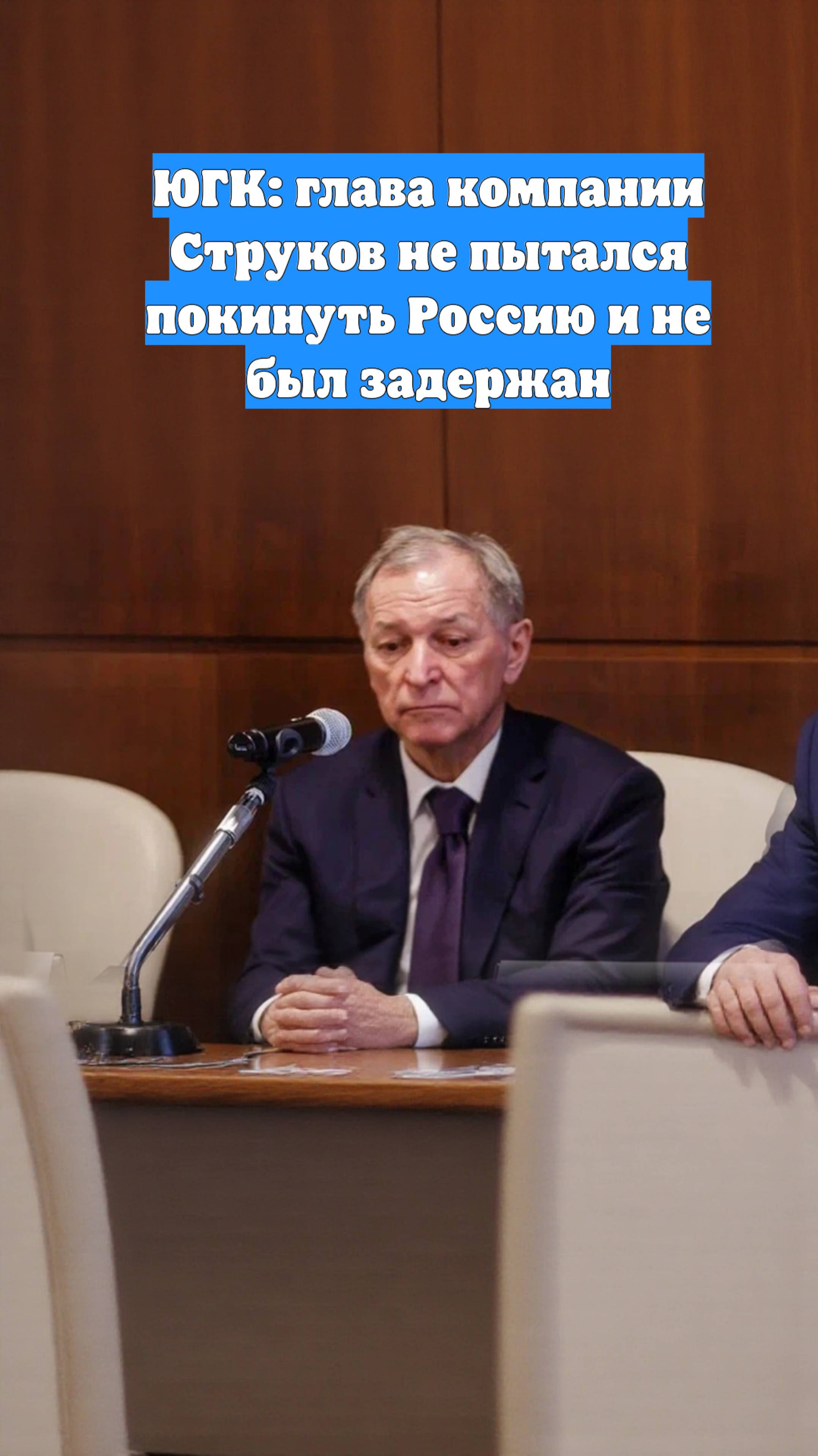 ЮГК: глава компании Струков не пытался покинуть Россию и не был задержан