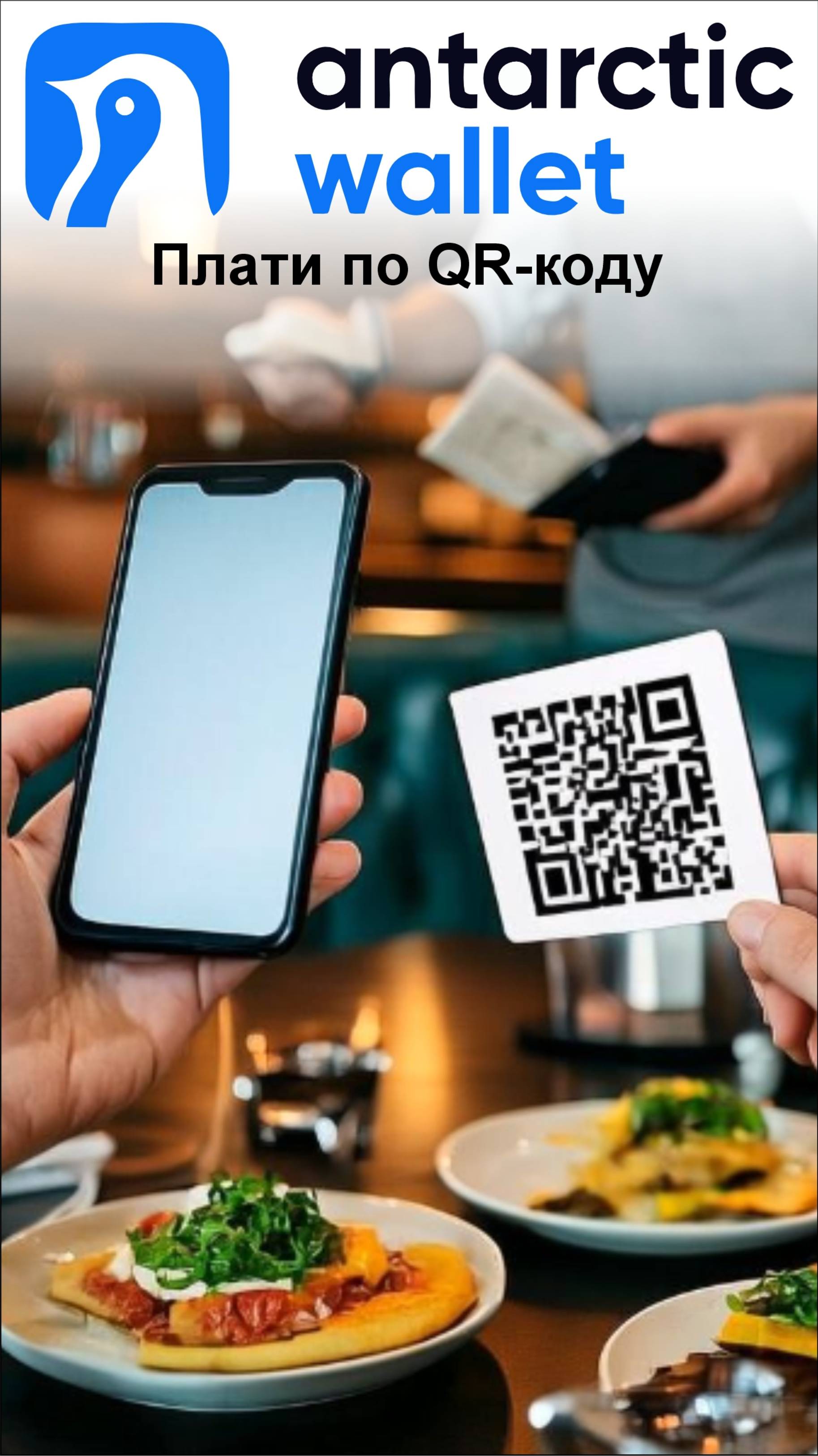 Вкусный обед - покупаем и платим по QR-коду а не картой, а из кошелька ANTARCTIC WALLET.