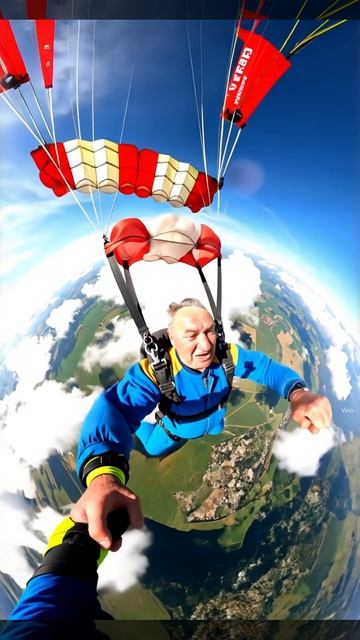 Дед прыгнул с парашютом