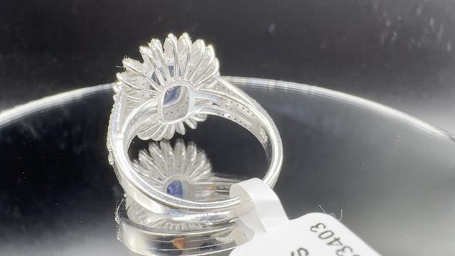 Серебряное авторское кольцо с сапфиром и бриллиантами ХХХ128