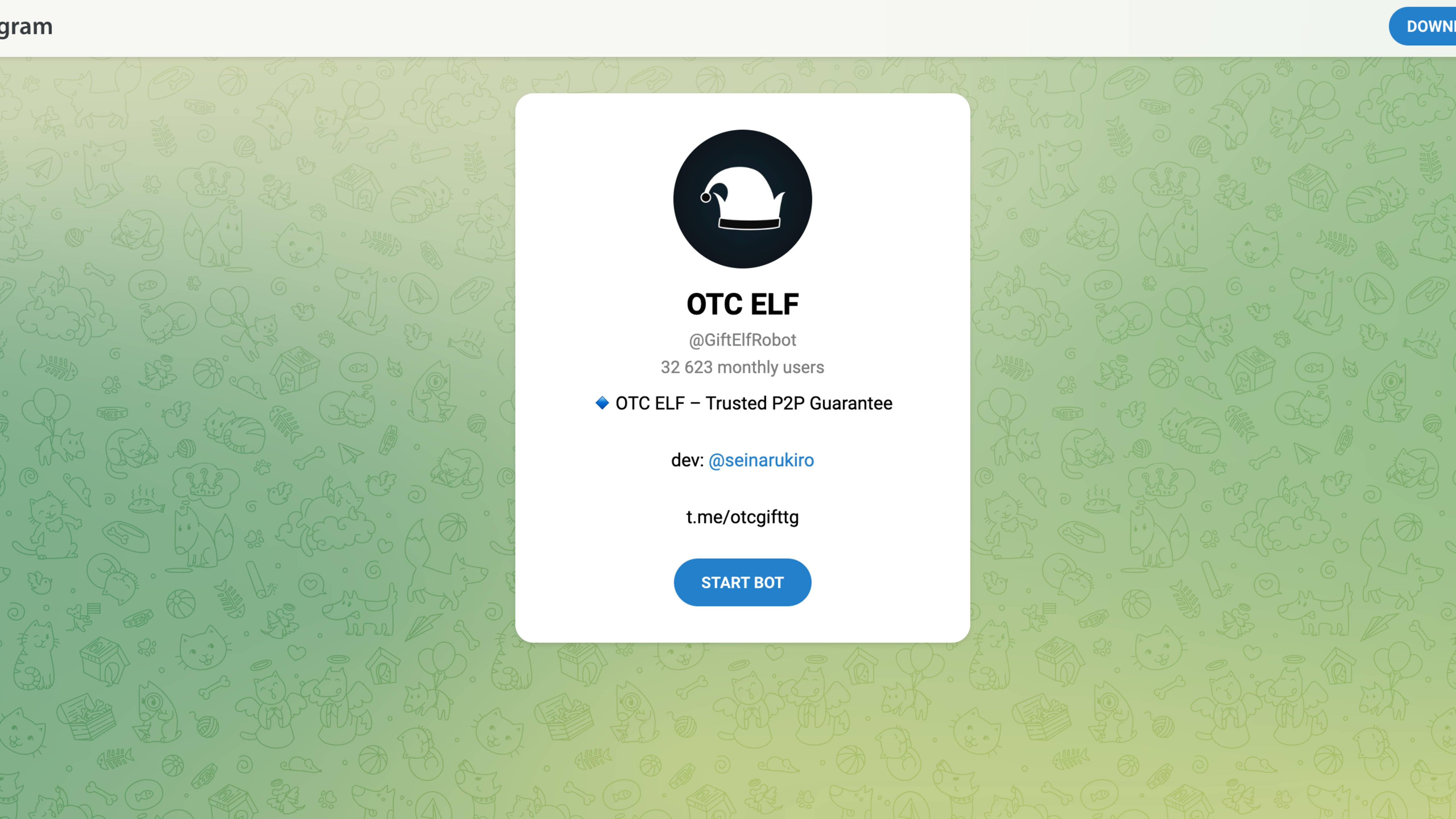 OTC ELF (@GiftElfRobot) - обзор робота в телеграм | краткий анализ