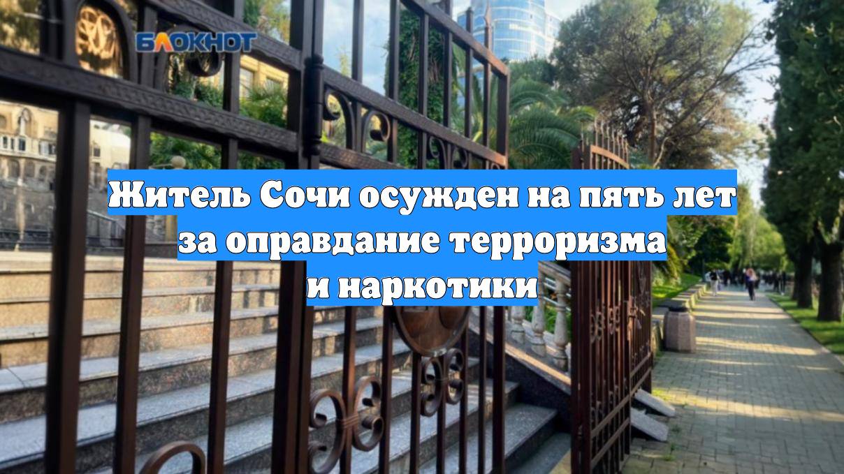 Житель Сочи осужден на пять лет за оправдание терроризма и наркотики
