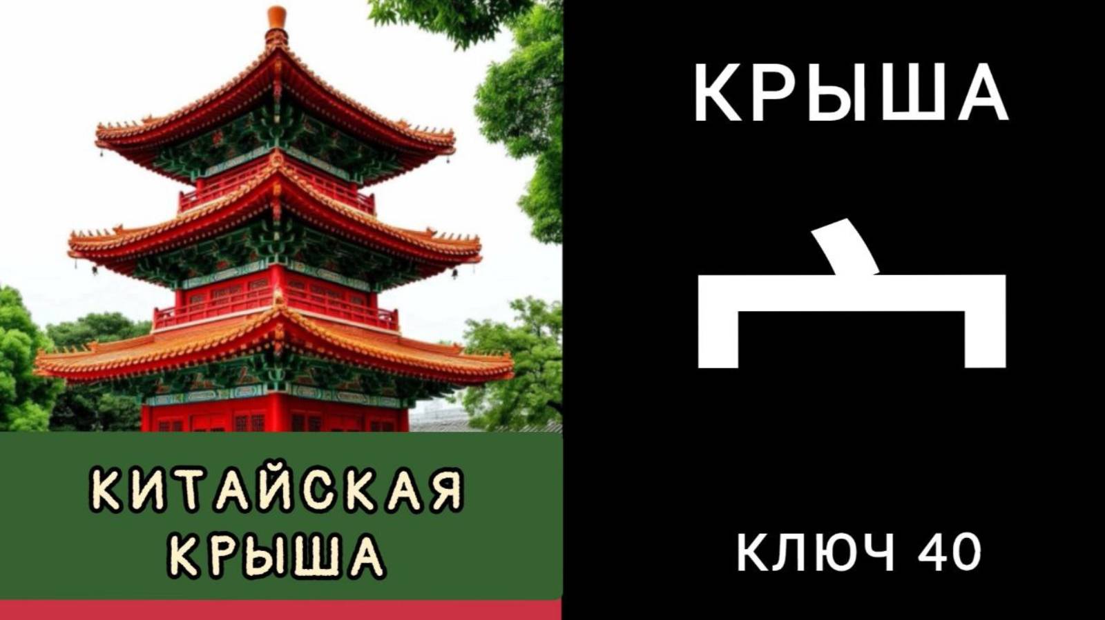 КИТАЙСКАЯ КРЫША. КЛЮЧ 40  宀 mián КРЫША. МНЕМОНИКА КИТАЙСКИЙ ЯЗЫК.