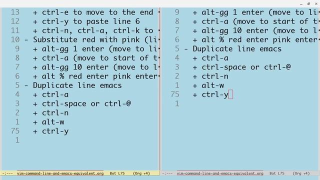 Команды Vim и Emacs
