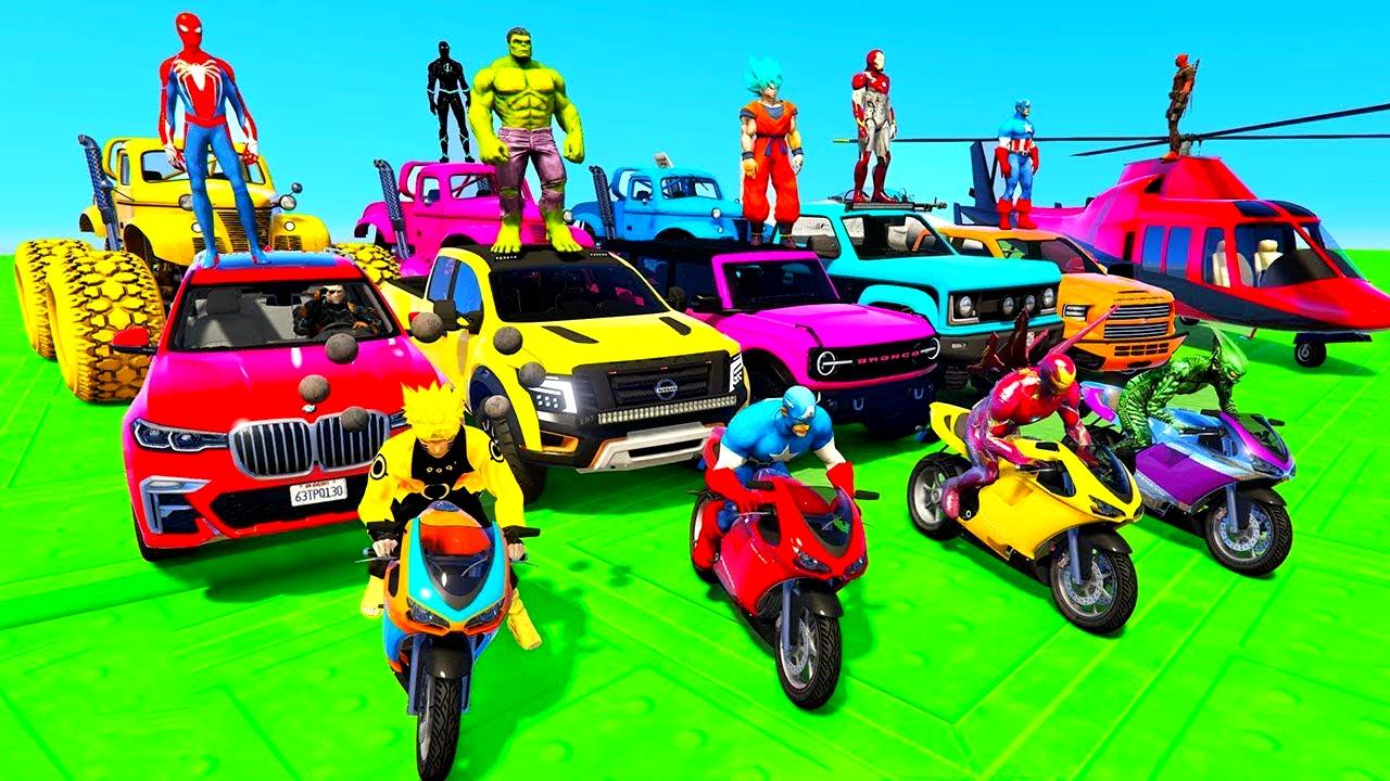 СУПЕРГЕРОИ НА СУПЕР ГОНКИ МАШИНЫ МОТОЦИКЛЫ ТАНК - МУЛЬТИКИ ПРО МАШИНКИ - МУЛЬТИКИ ДЛЯ МАЛЬЧИКОВ