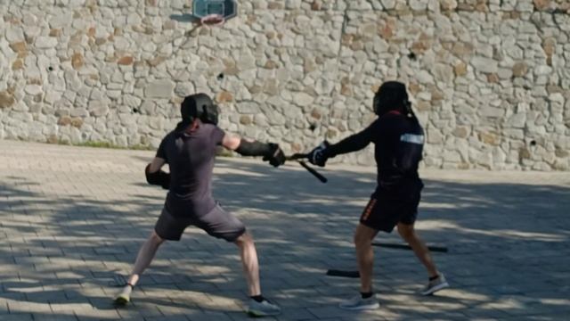 Ножевой и палочный бой. Сборы, Ялта, фрагмент поединка. Потапов Денис и Ванюшин Василий