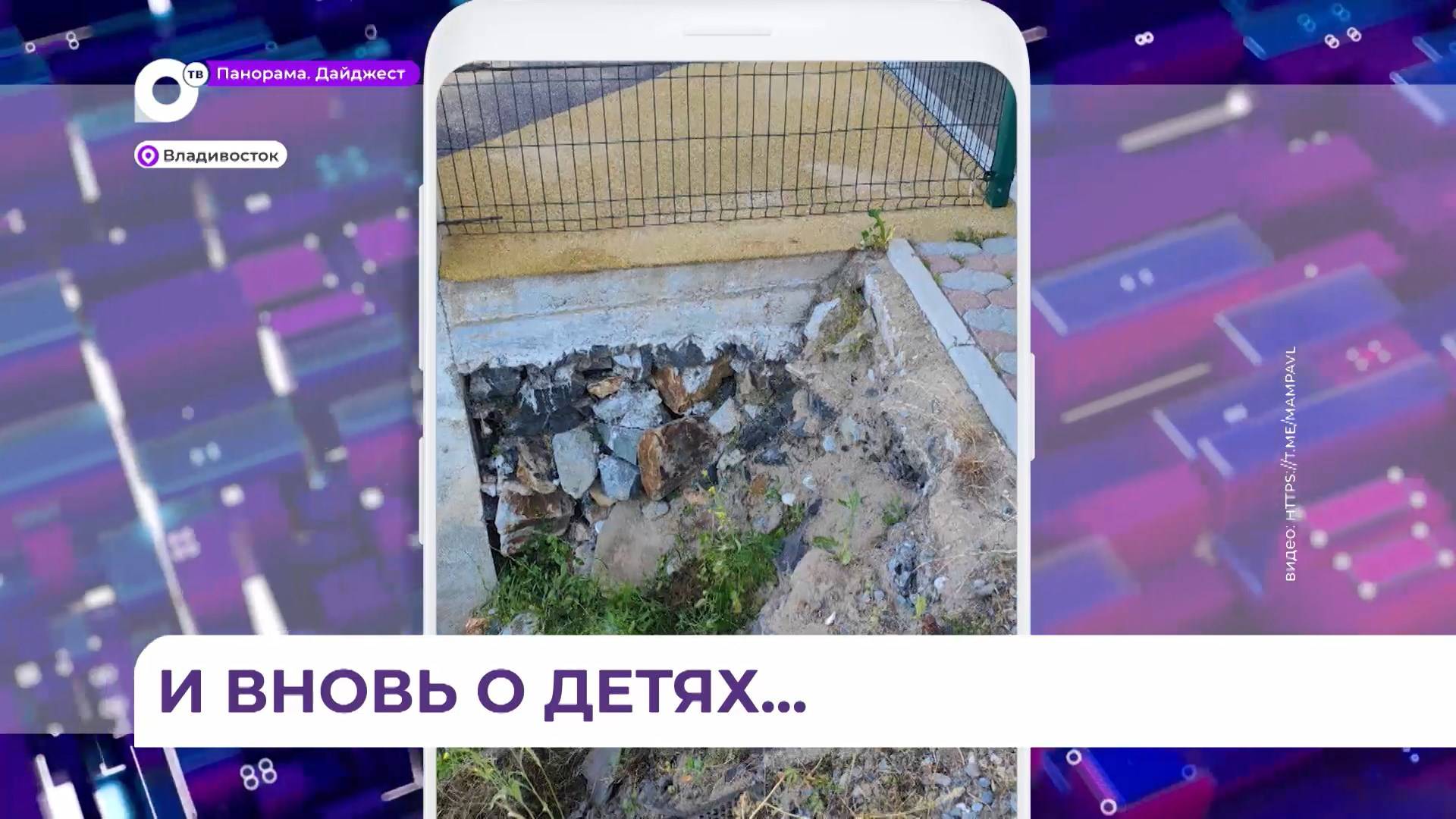 Маленькая девочка сорвалась в овраг на улице Нейбута во Владивостоке