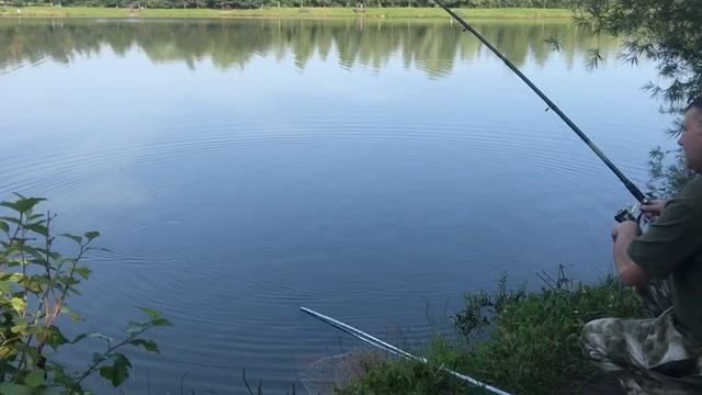 поимка карпа на большом водоёме