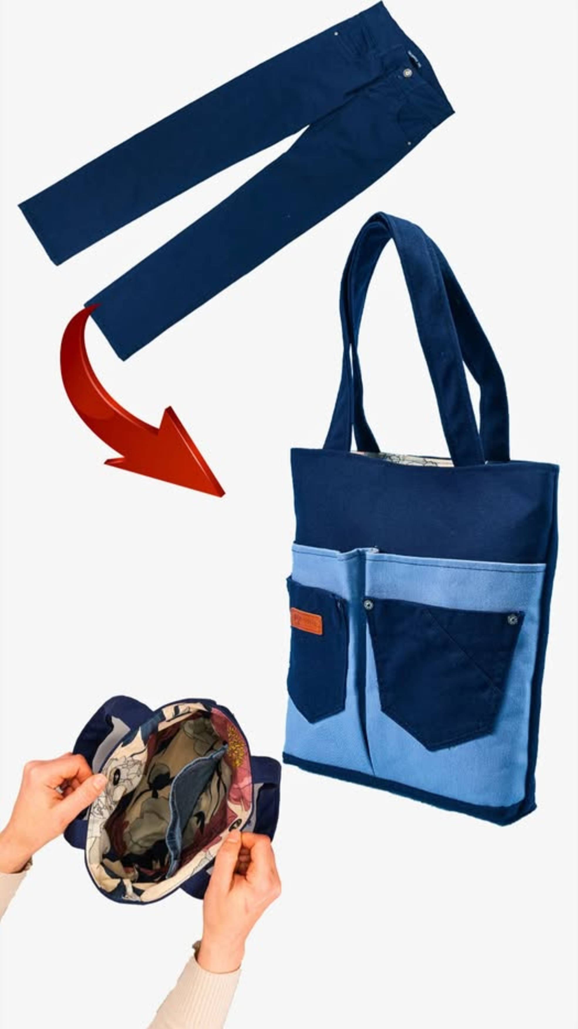 Как легко переделать старые джинсы в сумку-тоут 👜✂️