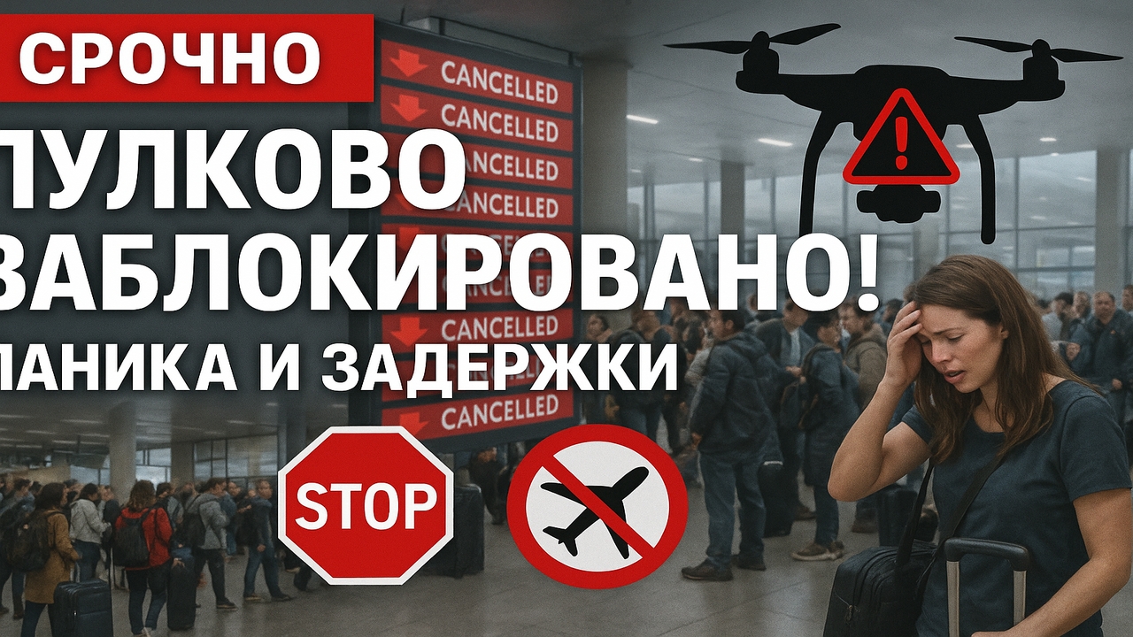 Срочно! Пулково приостановил работу — угроза БПЛА, табло в красном