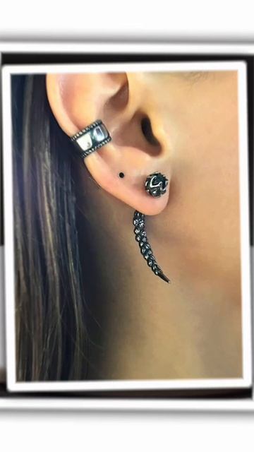Готические серьги-джекеты "Коготь дракона с черным камнем" от StarfallShop