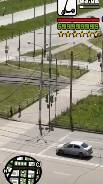 полиция и самокатчик