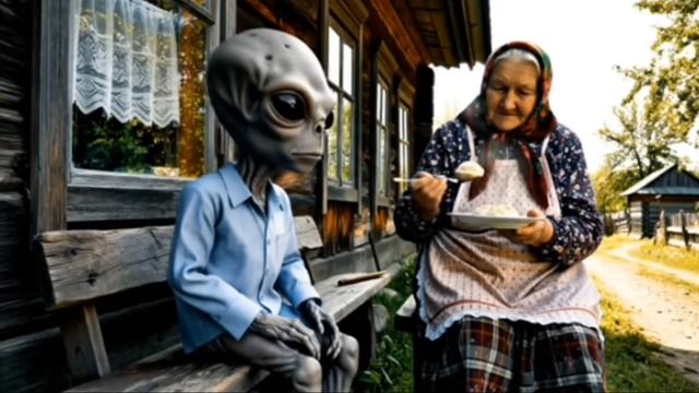 бабка и пришелец.