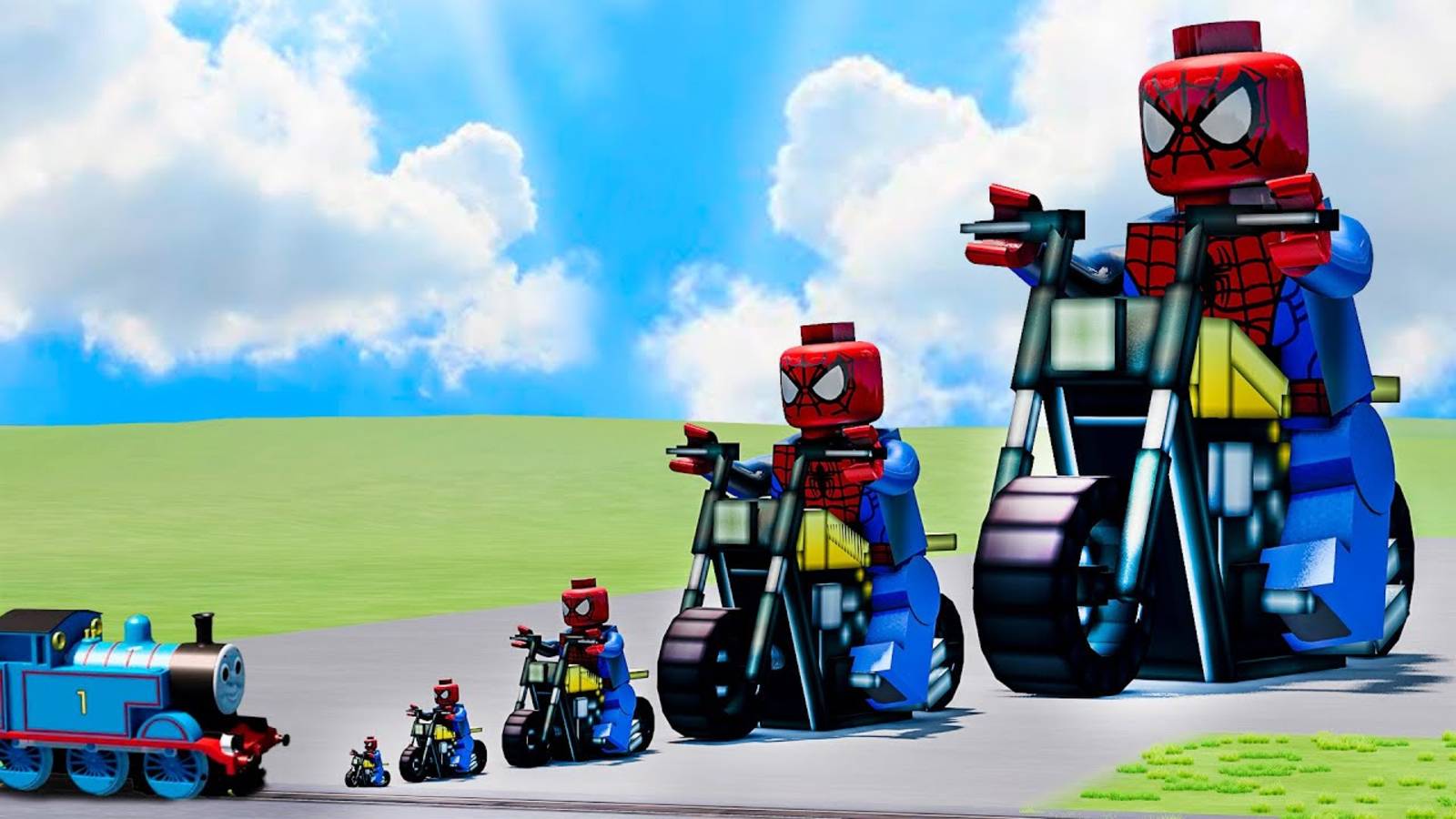 LEGO ЧЕЛОВЕК ПАУК ГОНКА НА ОЧЕНЬ СЛОЖНОЙ ТРАССЕ
