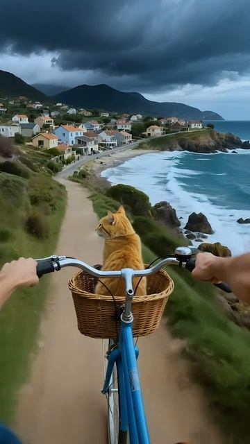 Уют на велосипеде,с котом,с шикарным видом 💙
#красота #море #лето