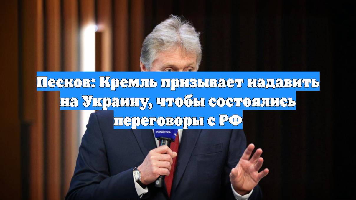 Песков: Кремль призывает надавить на Украину, чтобы состоялись переговоры с РФ