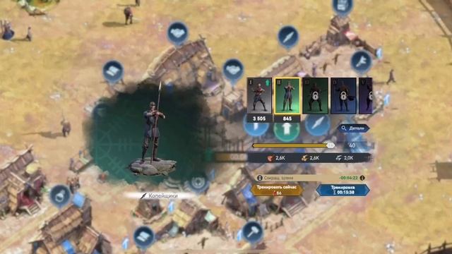 Viking Rise улучшаем казарму лучников и тренируем второй уровень копейщиков