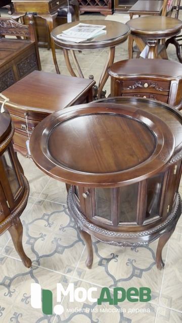 Столик чайный с подносом круглый MSU.71-Indonesia Furniture из Индонезии mosdrev.com