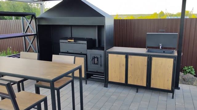 Навес 4х3.5   мангальный комплекс и комплект барной мебели от компании Bbq-zone40.ru