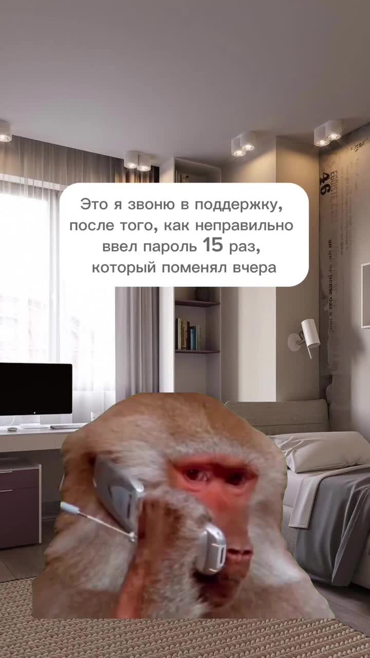 Обезьяна слушает собеседника/обезьяна звонит по телефону 📞